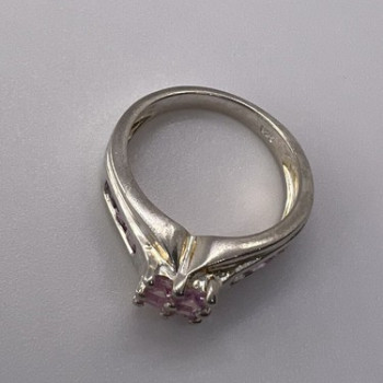 925 Sterling Silver Pink CZ Ring Size 6