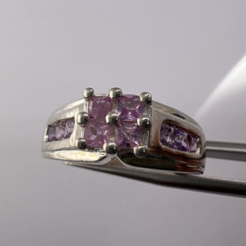 925 Sterling Silver Pink CZ Ring Size 6