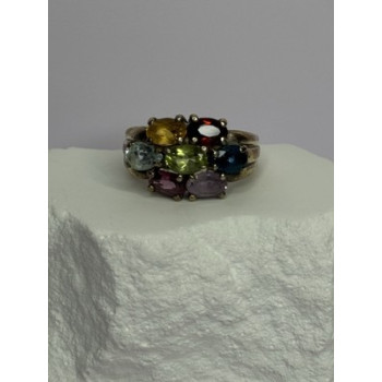 925 Sterling Silver Multicolor Spinel Ring Size 6