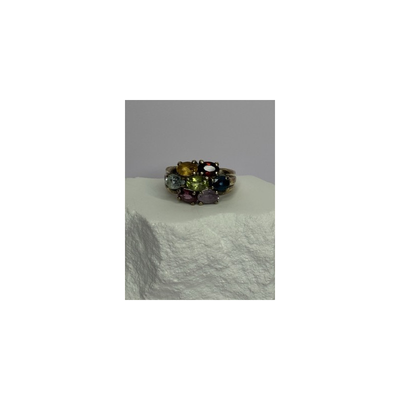 925 Sterling Silver Multicolor Spinel Ring Size 6