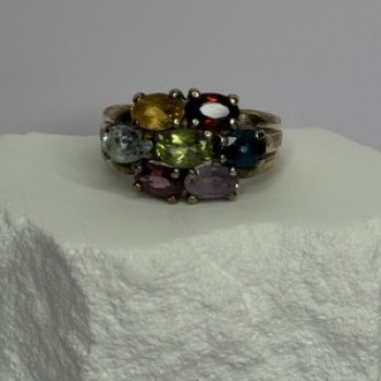 925 Sterling Silver Multicolor Spinel Ring Size 6