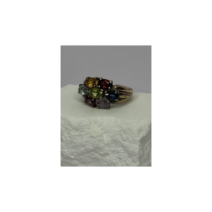 925 Sterling Silver Multicolor Spinel Ring Size 6