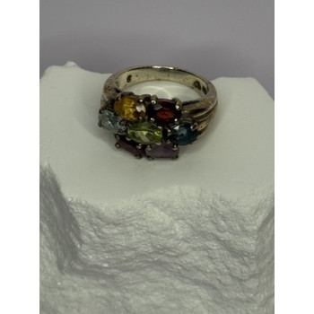 925 Sterling Silver Multicolor Spinel Ring Size 6