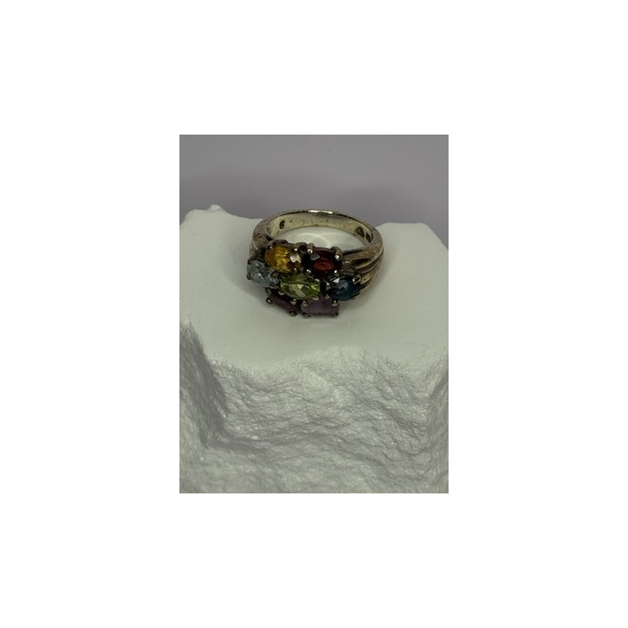 925 Sterling Silver Multicolor Spinel Ring Size 6
