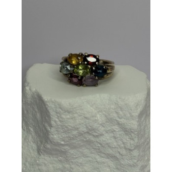 925 Sterling Silver Multicolor Spinel Ring Size 6