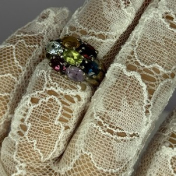 925 Sterling Silver Multicolor Spinel Ring Size 6