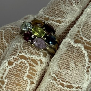 925 Sterling Silver Multicolor Spinel Ring Size 6