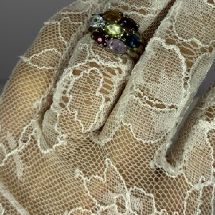 925 Sterling Silver Multicolor Spinel Ring Size 6