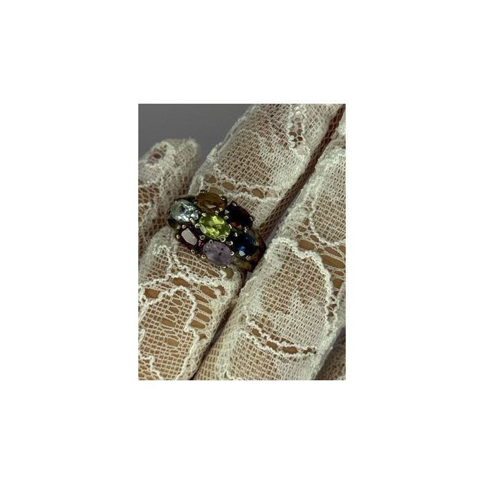 925 Sterling Silver Multicolor Spinel Ring Size 6