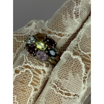 925 Sterling Silver Multicolor Spinel Ring Size 6