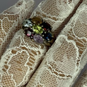925 Sterling Silver Multicolor Spinel Ring Size 6