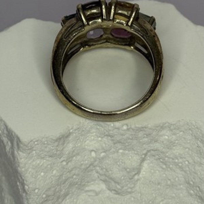 925 Sterling Silver Multicolor Spinel Ring Size 6