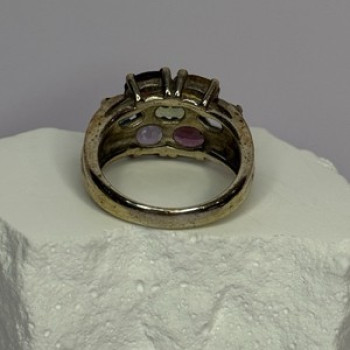 925 Sterling Silver Multicolor Spinel Ring Size 6