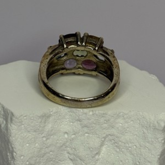 925 Sterling Silver Multicolor Spinel Ring Size 6