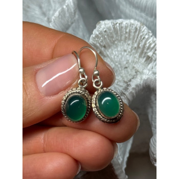 925 Sterling Silver Jadeite Earrings Length 1.1 Inch