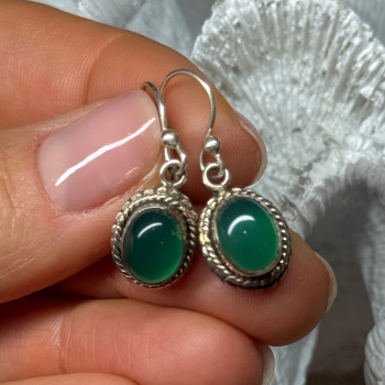 925 Sterling Silver Jadeite Earrings Length 1.1 Inch
