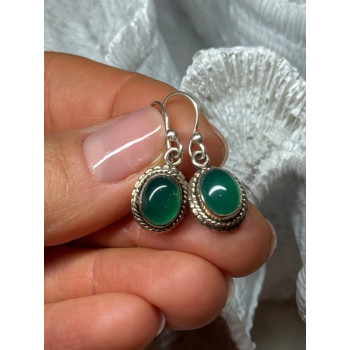 925 Sterling Silver Jadeite Earrings Length 1.1 Inch