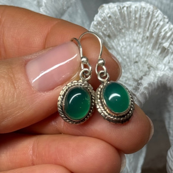 925 Sterling Silver Jadeite Earrings Length 1.1 Inch