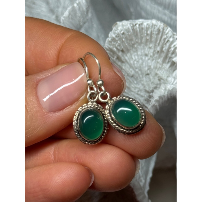 925 Sterling Silver Jadeite Earrings Length 1.1 Inch