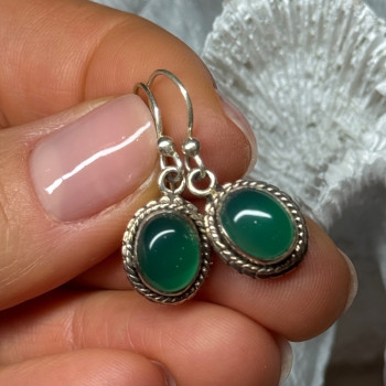 925 Sterling Silver Jadeite Earrings Length 1.1 Inch