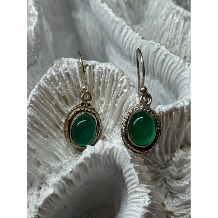 925 Sterling Silver Jadeite Earrings Length 1.1 Inch