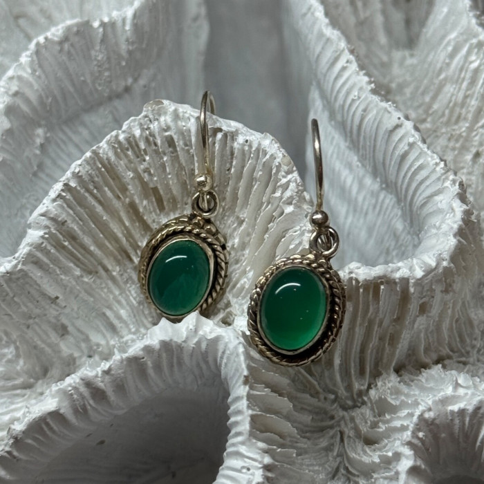 925 Sterling Silver Jadeite Earrings Length 1.1 Inch