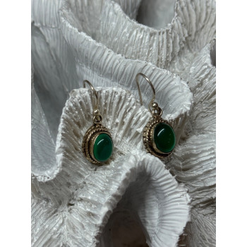 925 Sterling Silver Jadeite Earrings Length 1.1 Inch