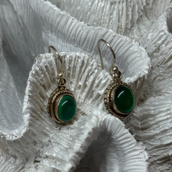 925 Sterling Silver Jadeite Earrings Length 1.1 Inch