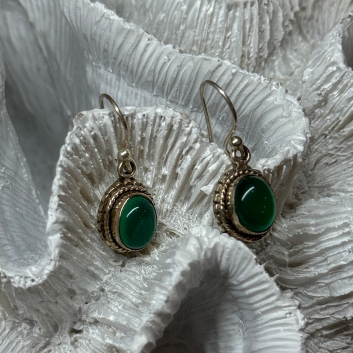 925 Sterling Silver Jadeite Earrings Length 1.1 Inch