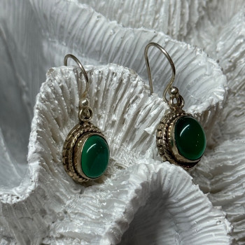 925 Sterling Silver Jadeite Earrings Length 1.1 Inch