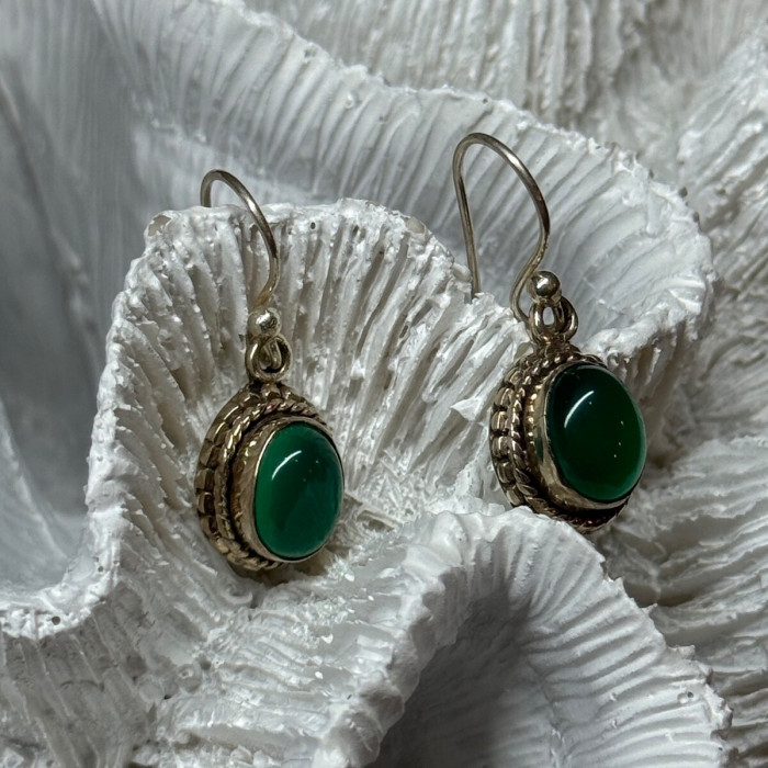 925 Sterling Silver Jadeite Earrings Length 1.1 Inch