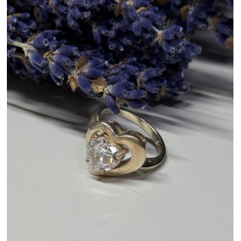 925 Sterling Silver CZ Heart Ring Size 5