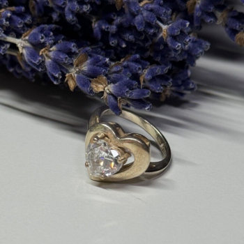 925 Sterling Silver CZ Heart Ring Size 5