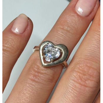 925 Sterling Silver CZ Heart Ring Size 5