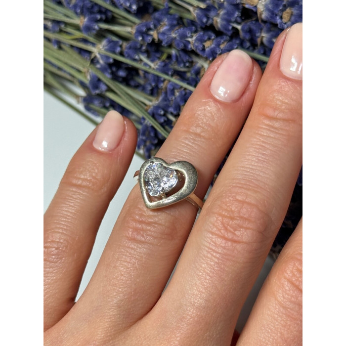 925 Sterling Silver CZ Heart Ring Size 5