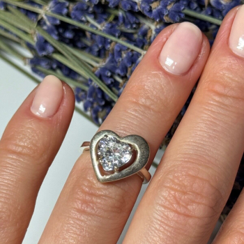 925 Sterling Silver CZ Heart Ring Size 5