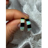925 Sterling Silver Opal & Black Enamel Earrings Length 0.7 Inch