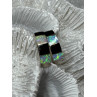 925 Sterling Silver Opal & Black Enamel Earrings Length 0.7 Inch