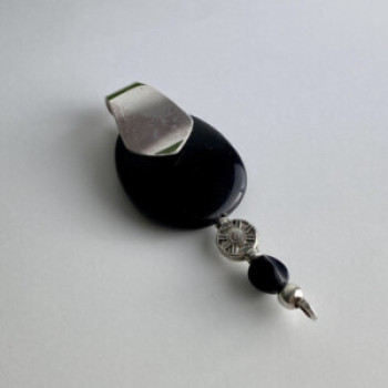 Vintage 925 Sterling Silver Black Onyx Pendant