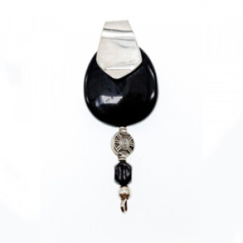 Vintage 925 Sterling Silver Black Onyx Pendant