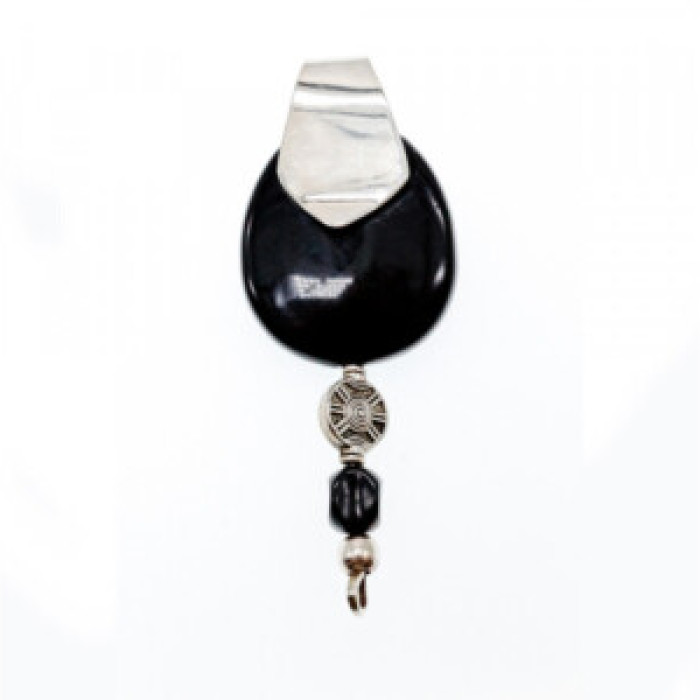 Vintage 925 Sterling Silver Black Onyx Pendant