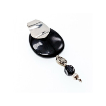 VINTAGE 925 STERLING SILVER BLACK ONYX PENDANT