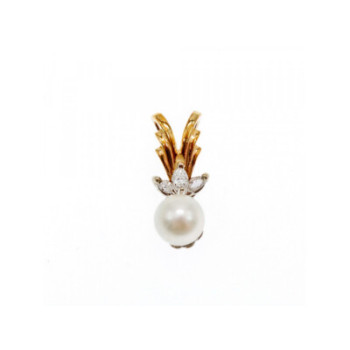 14 K YELLOW GOLD PEARL & SAPPHIRES PENDANT