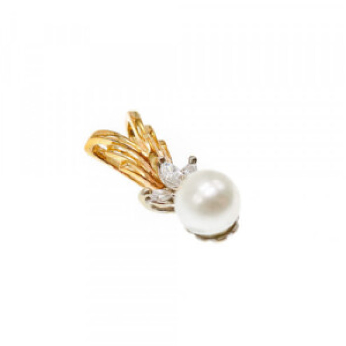 14 K Yellow Gold Pearl & Sapphires Pendant