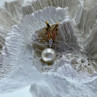 14 K Yellow Gold Pearl & Sapphires Pendant