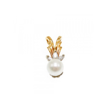 14 K YELLOW GOLD PEARL & SAPPHIRES PENDANT