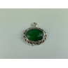 Vintage 925 Sterling Silver Green Agate Pendant