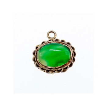 Vintage 925 Sterling Silver Green Agate Pendant