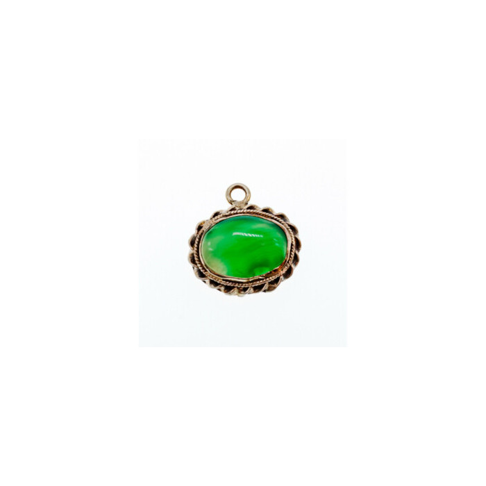 Vintage 925 Sterling Silver Green Agate Pendant