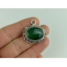 Vintage 925 Sterling Silver Green Agate Pendant